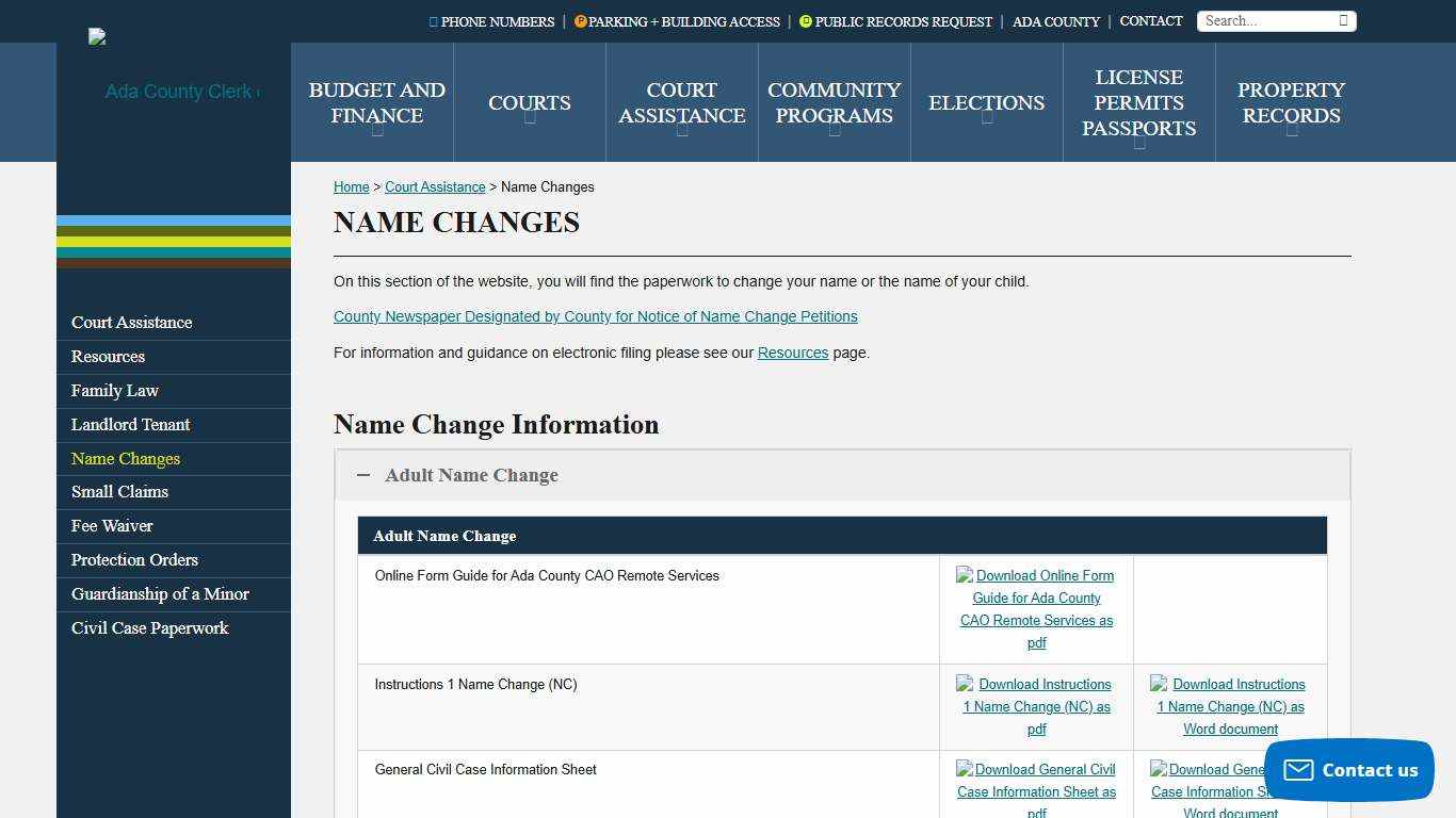 Name Changes - Ada County Clerk